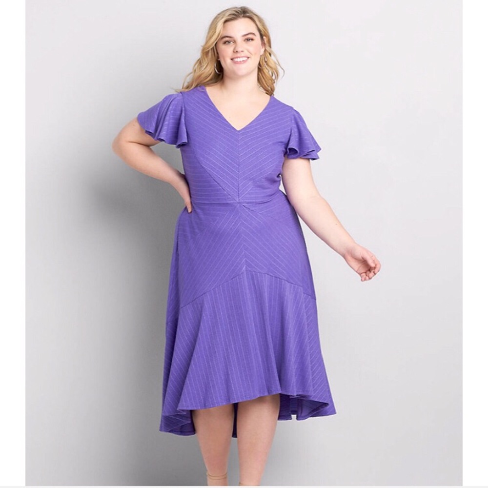 Lane Bryant Flutter-sleeve Ruffle-hem Midi Dress
